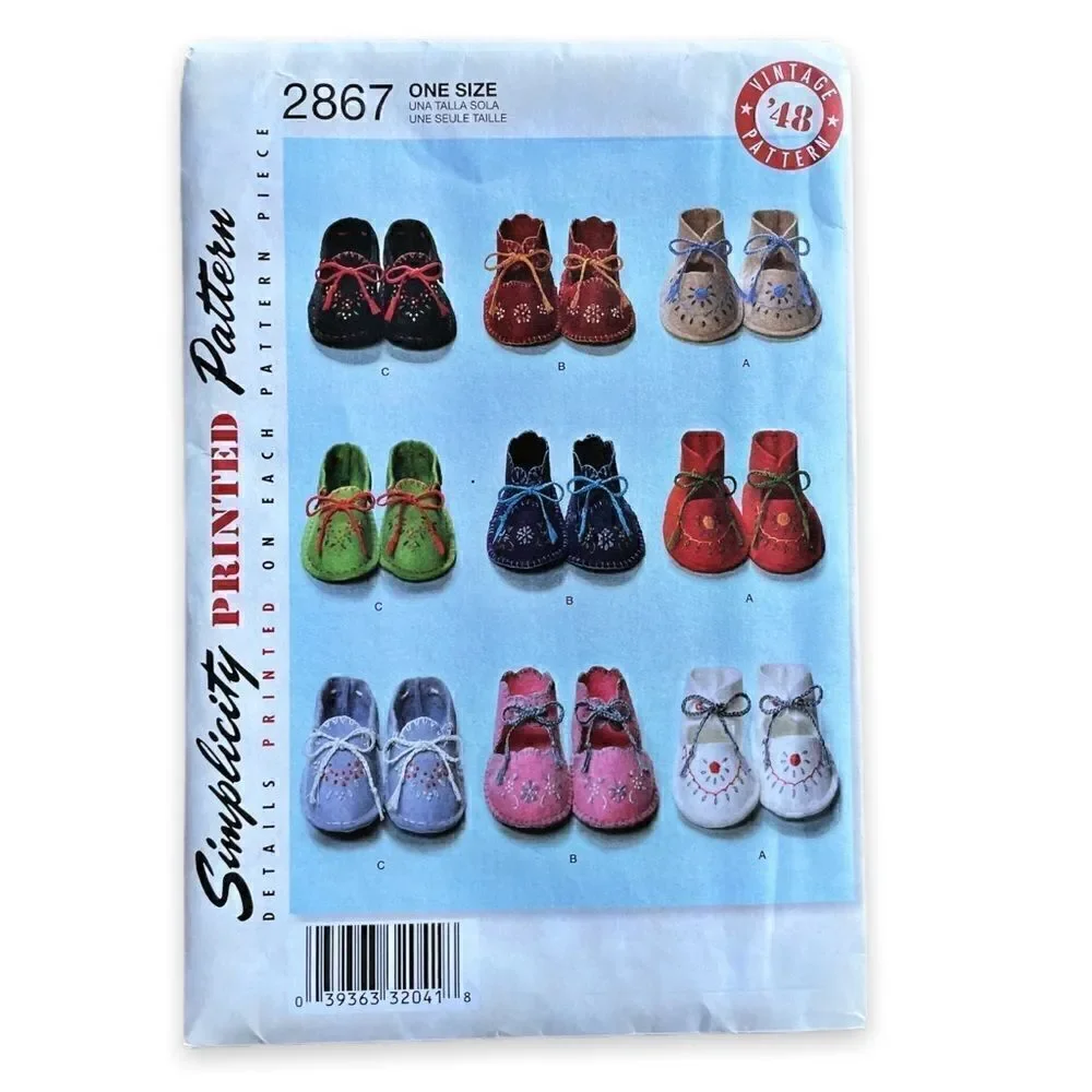 Simplicity Printed “Vintage ‘48 Pattern” 2867 Baby Shoes OS Uncut